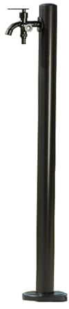 Schwarz Wassersäule Garten Wasserzapfsäule Edelstahl Frostsicherer Außenwasserhahn Wasserzapfstelle Auslaufhahn Wasserentnahmestelle(Color:Round column with dual faucet,Size:95cm)