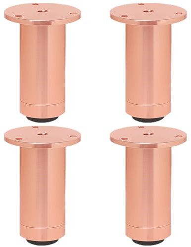 SZLXJMFL Rose gold Cabinet Legs Aluminum Alloy Furniture Legs 4pcs Adjustable Furniture Feet Round DIY Metal Cupboard Feet Bathroom Cabinet Feet Kitchen Cabinet Foot, Rubber Anti-slip Mat 8cm/3.1in