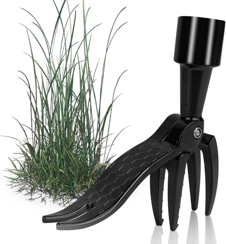 OFFCUP Extractor de Malas Hierbas de Aleación de Aluminio, 14cm Extractor de Maleza, Extractor de Malas Hierbas de Pie, para Jardín y Césped (Negro)