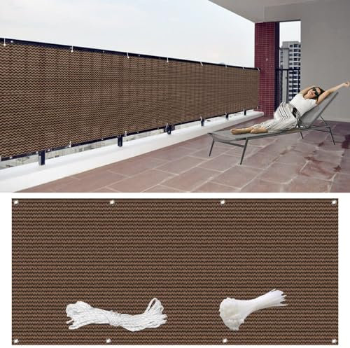 GAIFNAG Balkon Sichtschutz Ohne Bohren 135 x 800 cm Blickdichte Balkonbespannung, Balkonverkleidung Ohne Bohren Uv-Schutz Ohne Bohren, Sichtschutz für Balkon Terrasse Garten, Braun