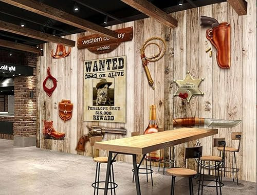Fototapete 3d effekt tapete Western-Cowboy-Bretter Vlies Tapeten Wandtapete Wohnzimmer Schlafzimmer Wand Dekoration Moderne 450CM(B)*315CM(H)