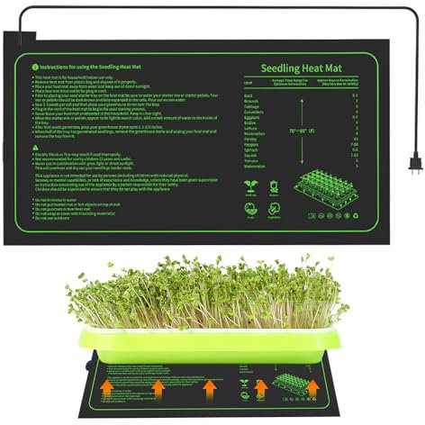 LUFEIS Esterilla Calefactora para Plantas, 20W Alfombrilla Térmica para Plántulas, Manta Termica Plantas de Invernadero, para Invernadero, Germinación, Jardín Hidropónico, Terrario, 25 * 52,5cm