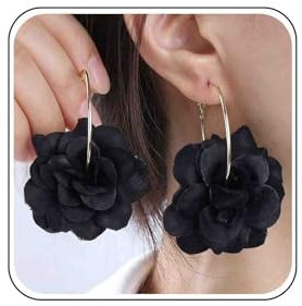 Big White Flower Earrings Large Red Flower Hoop Earrings Black Petal Huggie Earrings Yellow Floral Drop Earrings Purple Rose Dangle Earrings Gold Statement Earrings Wedding Jewelry for Women