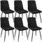 ANVOFONG Esszimmerstühle 6er Set,Küchenstuhl aus Leinenstoff,Polsterstühle mit Eisenfüßen,Stuhl Schlafzimmer,Wohnzimmer Stühle-Schwarz