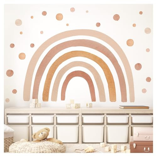 Little Deco Wandtattoo Regenbogen mit Punkten braun rot DL5085 XL