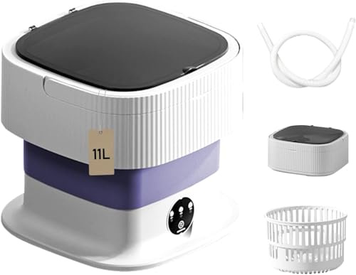 Tragbare Waschmaschine, 11 l, Mini-Waschmaschine, 3 Timer-Modi, 60 W Waschmaschine, Camping, Waschen und Trocknen, 2 in einem, faltbar, für Babykleidung (Violett)