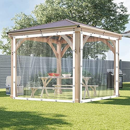 Tenda trasparente impermeabile per esterni con occhielli per pergola, 7 x 7 m, antivento e trasparente, 4,72 mm, disponibile in 60 misure.