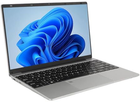 14,1-Zoll-Laptop, FHD-Display, 12 GB RAM, N5105-CPU, 11-Laptop, Fingerabdruck-Entsperrung, 2-MP-Webcam, Wi-Fi BT, HDMI-USB-Anschlüsse, Ultraleichter Laptop (EU-Stecker