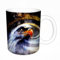 KDWJS Tasse Keramik Kaffeetassen Große 11oz Tassen 330ml Trinkgläser Mit Griff Personalisierte Geschenk Weiß,Adler auf abstraktem Hintergrund malen. USA-Symbole für Freiheit.