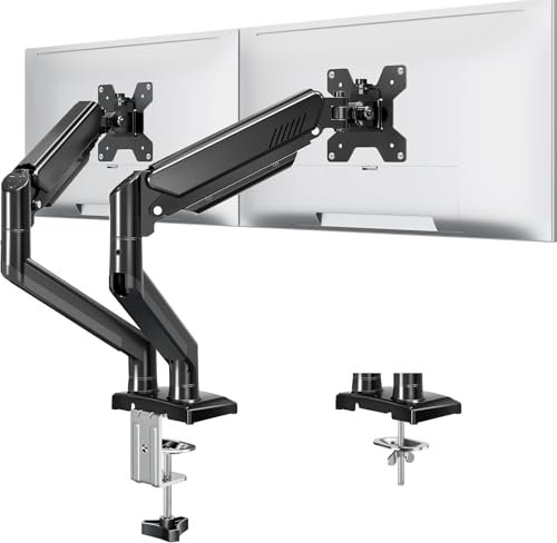 MOUNTUP Dual Monitor Arm Desk Mount for 13 to 32 Inch Screens, Monitor Arms for 2-10kg Computer Screens, Height Adjustable Stand with Tilt, Swivel, and Rotation,VESA 75 & 100 mm, EU8014B