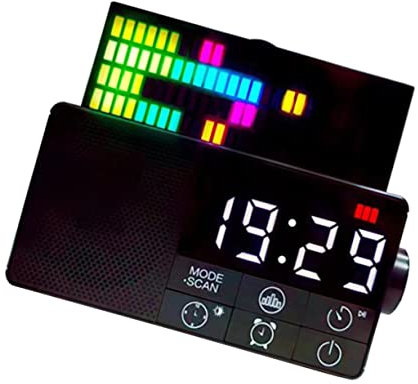 Angoily Wecker Mit Led-anzeige Ukw-Radio Faltbarer Kabelloser Lautsprecher Zeitfunktion Retro-Design Für Heimdekoration