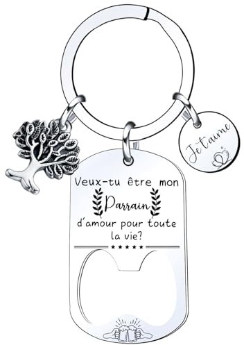 Lumengqi Cadeau Parrain Porte Clé Parrain Cadeau Parrain Noel Cadeau Parrain Demande Porte cle Veux tu etre mon Parrain Porte Clef Personnalisé Cadeau Homme Anniversaire Cadeau Fête Des Pères (1)
