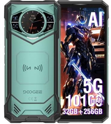 DOOGEE S200 X 5G Telefono Cellulare Rugged, 6.72 FHD+120GHz, 32GB RAM+ 512GB ROM, Fotocamera AI 100MP+20MP Visione Notturna, NFC, Display Posteriore 1.32'AMOLED, Rugged Smartphone Android 14 Verde