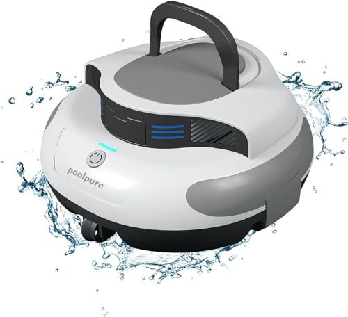 POOLPURE Poolrobot Piscina, Pulizia Doppio Motore, Doppelter Hall-Sensor, Display LED, Parcheggio Automatico, IPX8 Impermeabile, Kabelloser Poolsauger