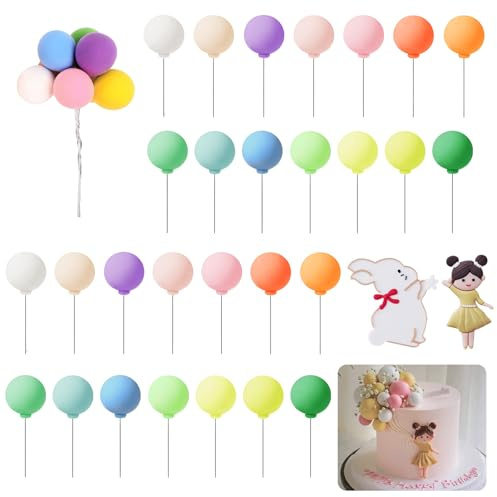 GZGXKJ 42 Stück Kugeln Tortendeko 2.5cm Tortendeko Kugeln Cake Topper Ggeburtstag + 1 Hasen Ornament + 1 Mädchen Ornament Geburtstagstorte Deko für Geburtstage Partys Hochzeiten