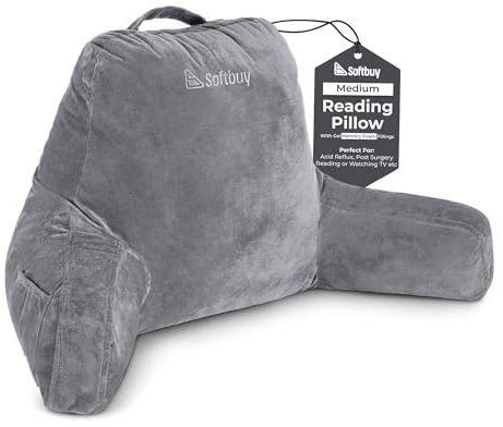 softbuy Medium Reading Pillow – Bed Rest Cuddle Cushion for Adults with Detachable Neck Support & Elevated Arm Rests for Comfort – Ideal for Reading, Gaming, or Relaxation - Medium