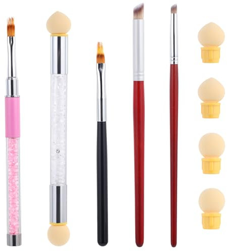 Lot de 5 pinceaux à ongles à pointe française - Pinceau ombré pour ongles en gel - Outils de manucure - Application acrylique