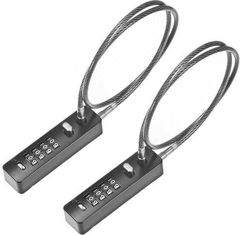 M METERXITY 2-Pack Gate Locks for Outdoor Fence, 23.6IN Heavy Steel Cable Rope Keyless 4-Digit Combination Lock for Gate/Snowboard/Bike/Locker, Resettable Code Security Cable [Black]