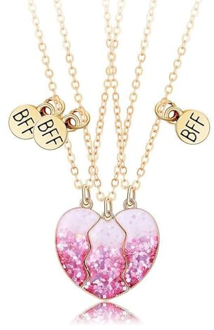 DAQIEPIN Cosysparks Freundschaftsketten für 3, 3 Pcs Beste Freunde Kette 3 Schwestern Halskette Bff Ketten für 3 Mädchen Kette Herz Anhänger Schmuck Geschenk für Mädchen