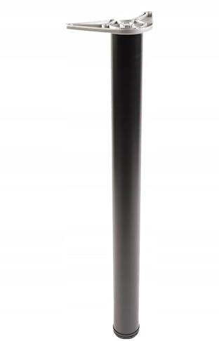 GTV Pied de Meuble A80 - Diamètre : 80 mm - Hauteur : 870 mm - Noir - Pied de Table Rond en Acier/ZnAl, avec vis - Pied Stable pour Table, Console, Plan de Travail, Meubles de Cuisine