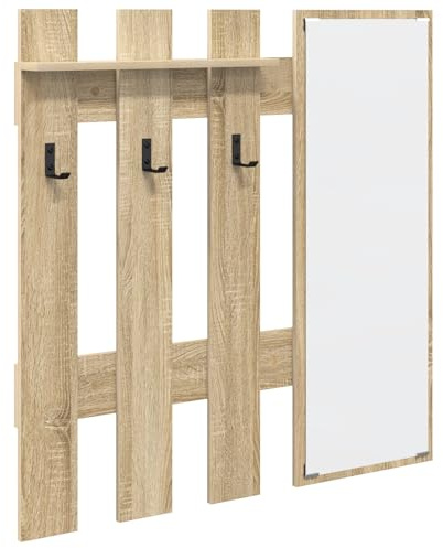 vidaXL Porte-Manteau Mural avec Miroir Chêne Sonoma 100 x 10 x 100 cm, Cinta, Porte-Manteau Moderne, Étagères murales, Déco Pratique, Meubles Gain de Place, Élégants Accessoires pour l'entrée