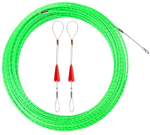 50M Kabeleinziehhilfe Einziehfeder Einziehspirale Kabelziehhilfe mit 2 Führungsfeder, Kabel Einzugshilfe Zugdraht für Leerrohre Einziehband Durchmesser 4mm für Einzugsband zur Kabelverlegung