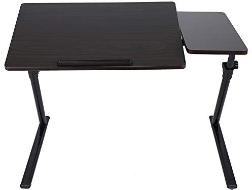 Haofy Scrivania Portatile per Laptop, Design a Forma di Z Ad Altezza Regolabile, Tavolo Pieghevole per Laptop con Superficie Inclinata per l'uso Sul Lato del Divano (Colore noce)