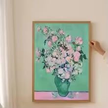 DHHXY Ungerahmtes florales Leinwandbild im Van-Gogh-Stil, Blumenstrauß-Gemälde, Impressionismus, Heimdekoration, Bilddruck (60x80cm/Ungerahmt)