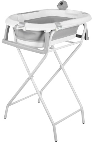 Baignoire pliable avec support antidérapant- Sécurisée et Confortable Bassine Pliable Bebe pour nouveau-nés et tout-petits,(Style 5) 81,5 x 48 x 21 cm - Gris