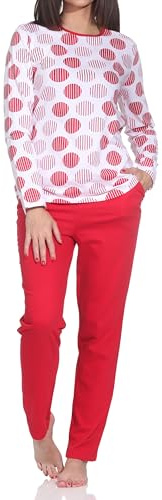 Normann Damen Langarm Schlafanzug Pyjama in Tupfen-Punkte Design - auch in Übergrössen