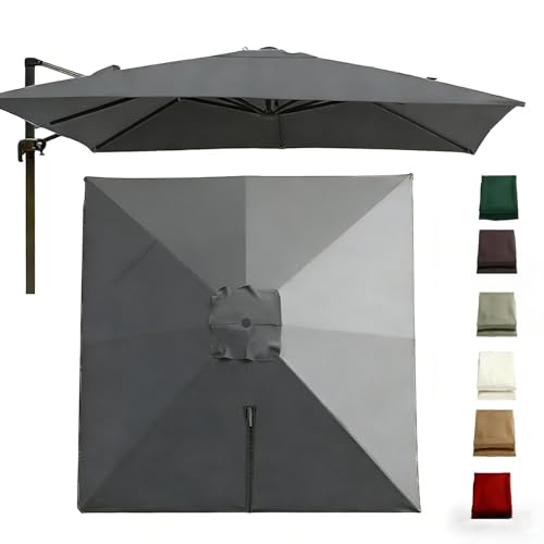 Telo Ombrellone Ricambio 2.5x2.5/3x3/4x3m, Per Ombrellone 8 Stecche, Impermeabile E Resistente Sbiadimento, Giardino Terrazza (Solo Telo)(Gray,4x3m (13x10ft))