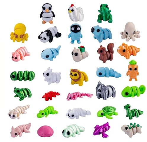 50 Pcs Mini 3D Printed Mini Animals, 3D printed fidget Tools | For Desk Decoration, Party Favors and Stress Relief, Cute Mini Animals for Decoration, Small Animal Decor for Adult