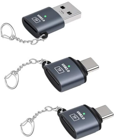 YANBORONSN Lecteur de Carte Micro SD USB 2.0, Lecteur de Carte USB A et USB C vers Micro SD/SDHC/SDXC avec Design Porte clés pour téléphones, tablettes, Ordinateurs Portables, etc. (Lot de 3)