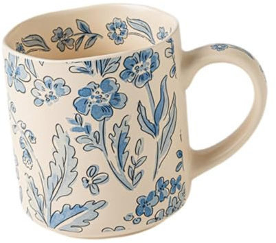 YWJLQH Cup Ceramic Mug Beverage Drinking Mug Tea Porcelain Cup Comfortable Handle Matte Finish Flower Design Suitable for Household Kitchen H, Style B