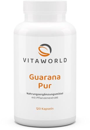 vitaworld Guarana Pur 500 mg, die natürliche Alternative zu Koffein mit 180 mg pro Tagesverzehrmenge, 120 Kapseln