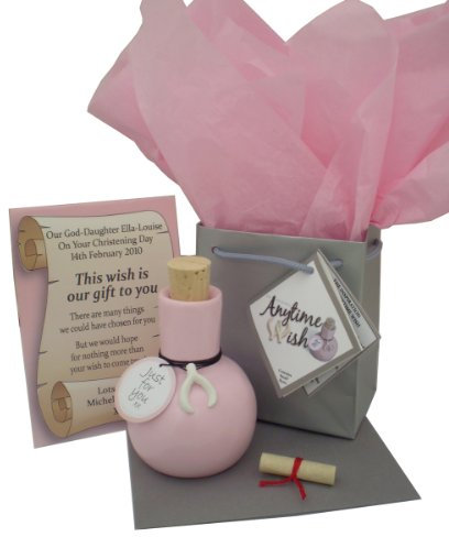 Personalised Wish Bottle Special Message Gift. Birthday Christmas Anniversary Valentines Wedding Christening (Pink)