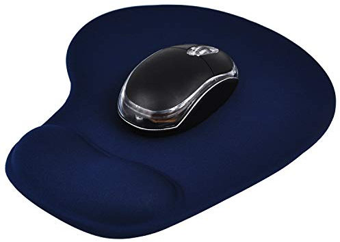 TRIXES Komfort Mauspad mit Handgelenkauflage - Blaue Mausmatte für Computer, PC, Laptop, Apple, Mac - rutschfeste Gummiunterseite - Geeignet für Kugel-, Laser- und optische Mäuse