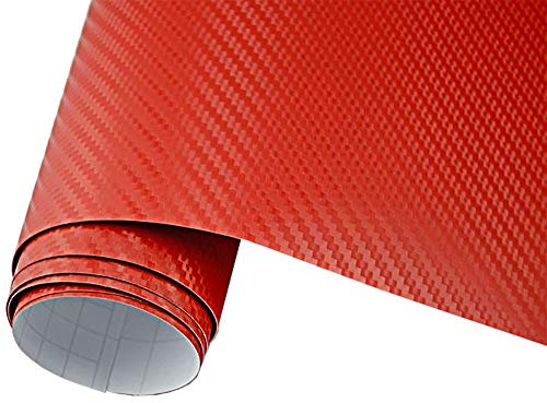 Neoxxim 5,9€/m² Auto Folie Carbon Folie 3D Carbonfolie ROT - 100 x 150 cm blasenfrei Klebefolie Dekor
