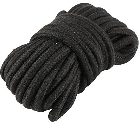 EDGEAM Baumwollseil 8mm 10M Geflochten Kordel (Schwarz)