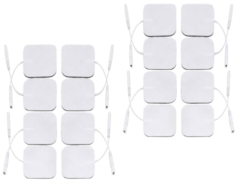 iStim TENS Electrode Pads 5x5cm - 16 Self-Adhesive Reusable Pads for TENS/EMS Machines, Universal 2mm Connector, Latex-Free with Japanese Gel for Pain Relief, Muscle Stimulation, and Massage