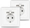 2 X Enchufes de pared, Kaifire Caja de enchufe tipo Schuko con 2 puertos USB 2.4A, se adapta a tomas de corriente estándar, para cargar dispositivos móviles, Smartphone, MP3, Tableta (2 pack)
