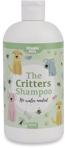 Nilaqua Pets Critters Dog Shampoo 500ml | Best Dog Shampoo for Smelly Dogs with a Delightful Peppermint and tea tree Scent | Waterless Rinse Free Foamy Shampoo.