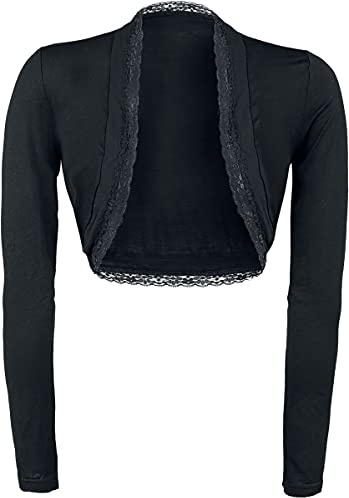 Gothicana by EMP Damen schwarzer Langarm-Bolero mit Spitze entlang der äußeren Kanten