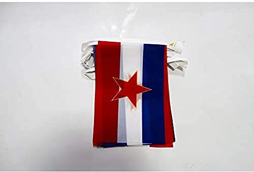 AZ FLAG - Guirlande Drapeau Yougoslavie - 6 Mètres Avec 20 Fanions Yougoslave De 21x14 cm - Petits Drapeaux 100% Polyester - 60g