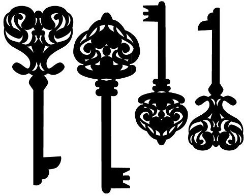 Ideen mit Herz Silhouetten-Laser-Schablone | Kreative Wandgestaltung, Textilien, Papier, Scrapbooking (Schlüssel - 4 Stück - 26 x 36 cm)