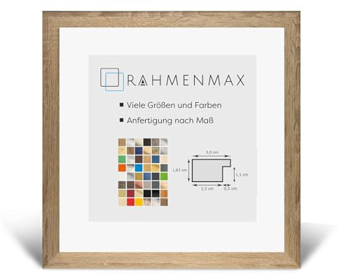 RahmenMax Morena Holz Werkstoff Bilderrahmen 22 x 22 cm modernes sehr eckiges Profil 22 x 22 cm Grosse Farbauswahl jetzt: Sonoma Eiche mit Kunstglas klar 1 mm