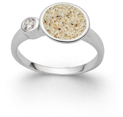 DUR Ring Polarstern aus 925 Sterling Silber mit Strandsand und Zirkonia veredelt, Größe: 56, R5279.56