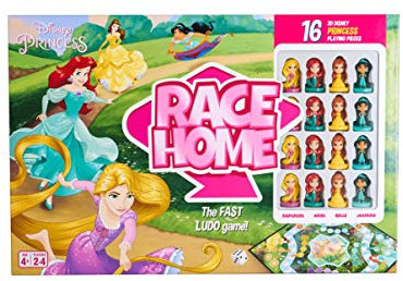 Disney Princess Official Race Home Board Game Age 4+, Play With 16 Princesses Including Ariel, Cinderella, Jasmine & Belle, For Up To 4 Players, Ages 4+