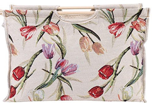 Hakeeta Borsa portaoggetti per Filati per Maglieria, organizzatore per Fermagli per Uncinetto, Lana e Aghi, Anche per Maglioni per riviste, con Cerniera, Manico in Legno, 2 Colori(Rosa)