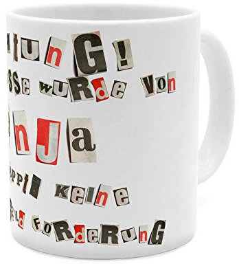 printplanet Tasse mit Namen Anja - Motiv Ausgeschnittene Buchstaben - Namenstasse, Kaffeebecher, Mug, Becher, Kaffeetasse - Farbe Weiß